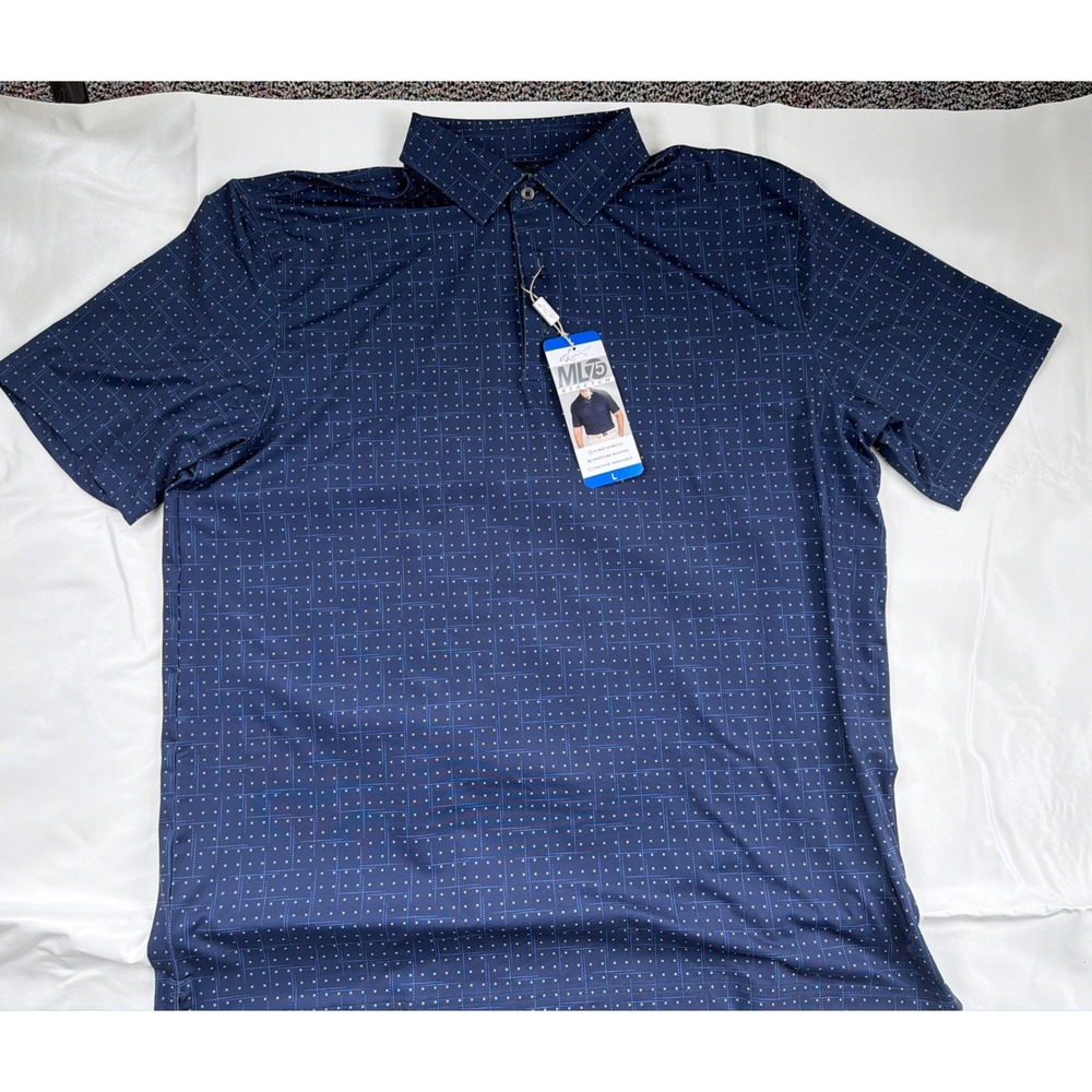 Greg Norman Navy Blue Short Sleeve Men's ML75 Stretch Polo 4 way stretch- K6